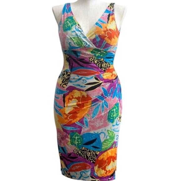 Lauren Ralph Lauren Dress‎ Tropical Multicolor Sleeveless Women's Size 12 - Picture 1 of 15